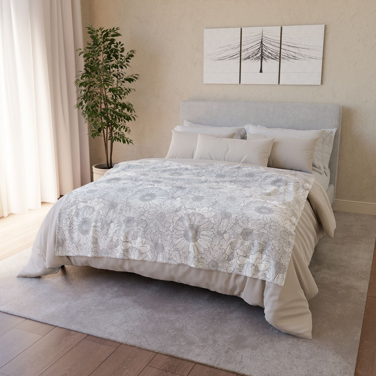 Grey Florals Blanket