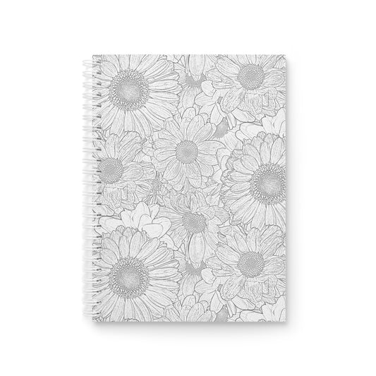 Grey Florals Spiral Bound Notebook