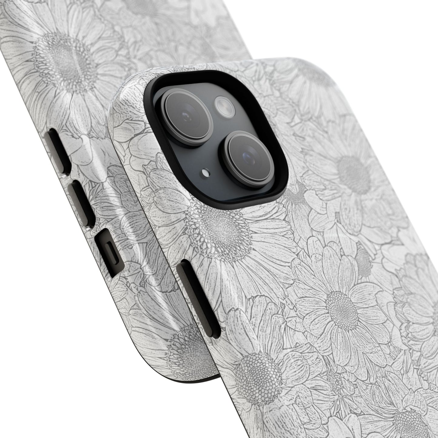 Grey florals magnetic phone case
