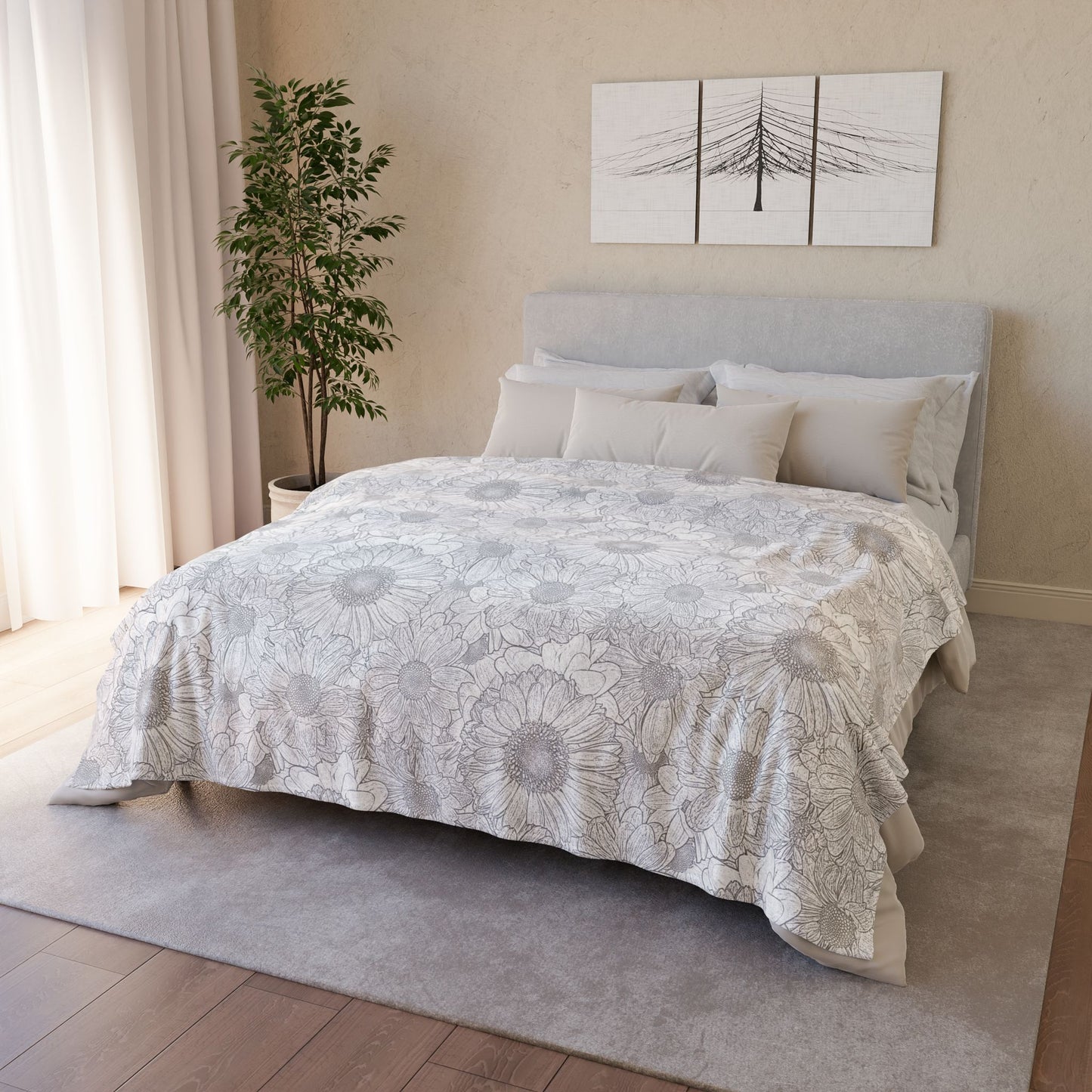 Grey Florals Blanket