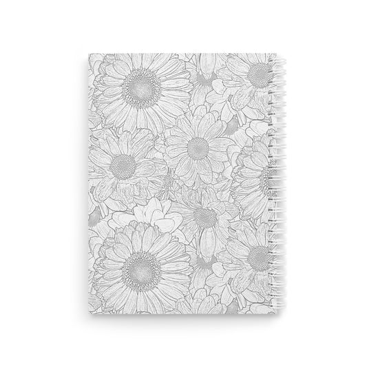 Grey Florals Spiral Bound Notebook
