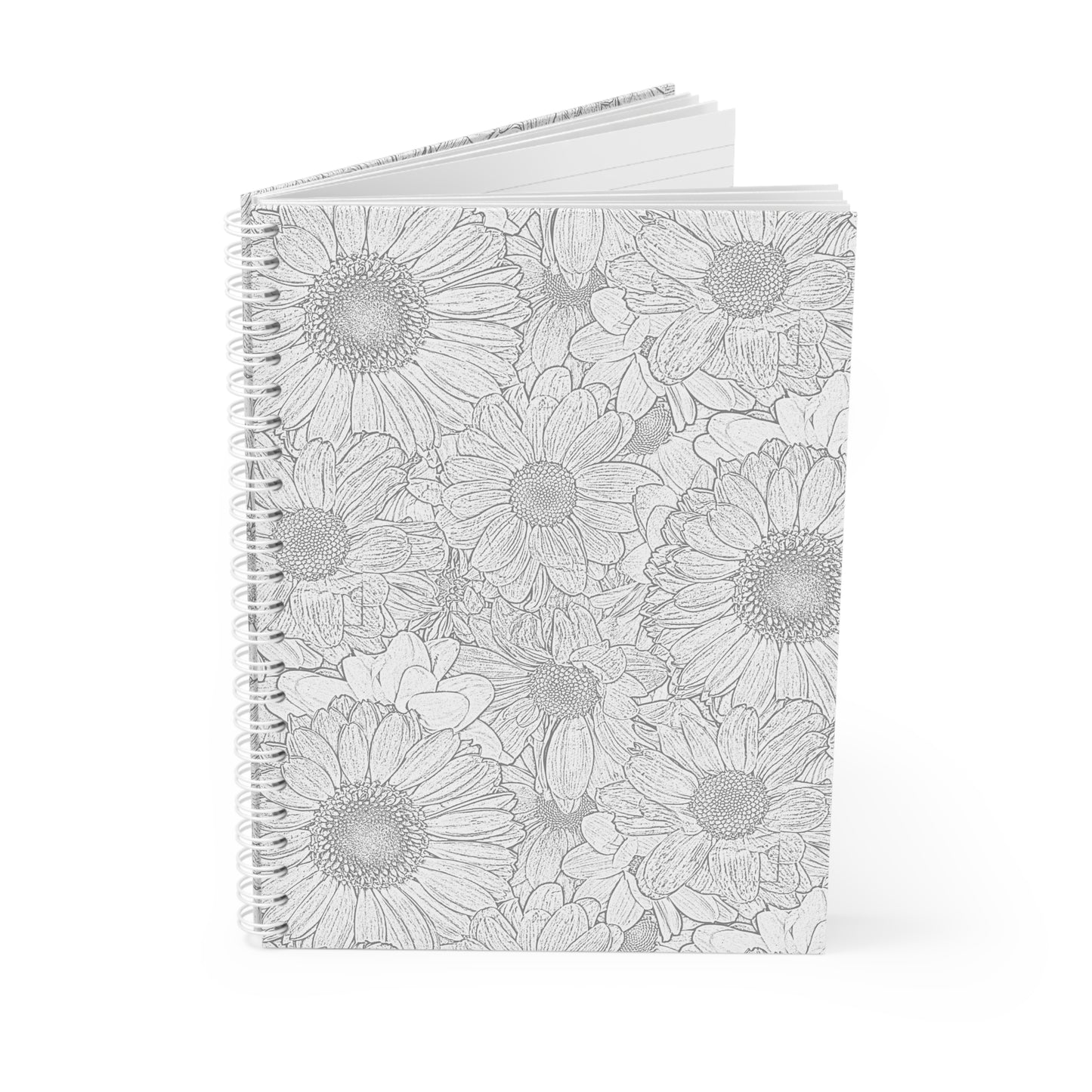 Grey Florals Spiral Bound Notebook
